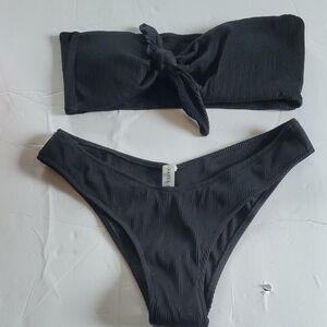 Black Ribbed Bikini Set